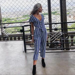 Blue and white stripped body suite💯